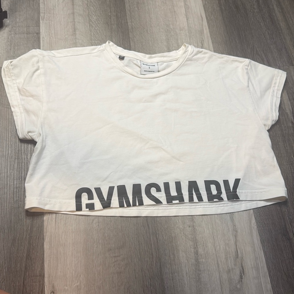 Gymshark White Crop Tee with Black Logo